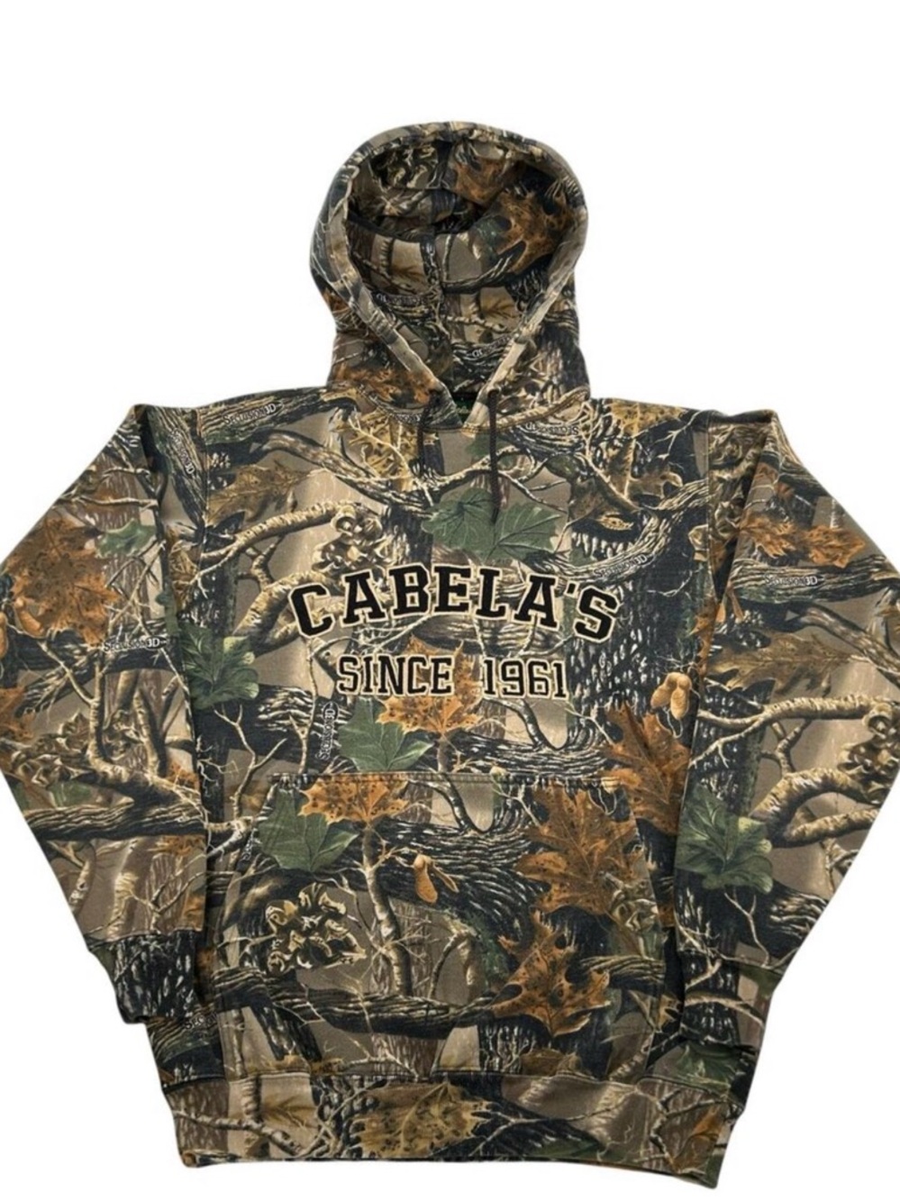 VTG Men's Camo Camouflage Cabela's Seclusion 3D Woodland Hoodie Sweatshirt Sz M